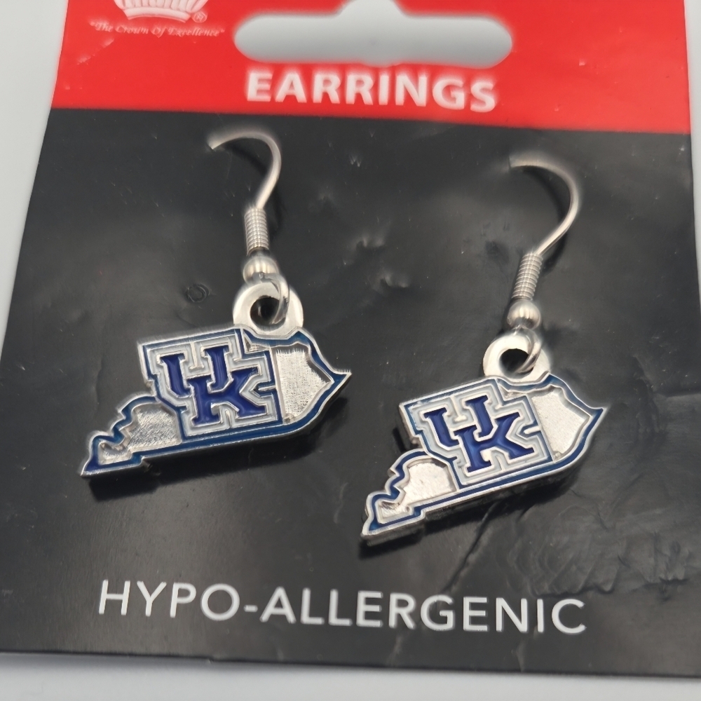 KENTUCKY‎ STATE DESIGN LOGO DANGLE EARRINGS NEW NCAA HYPOALLERGENIC